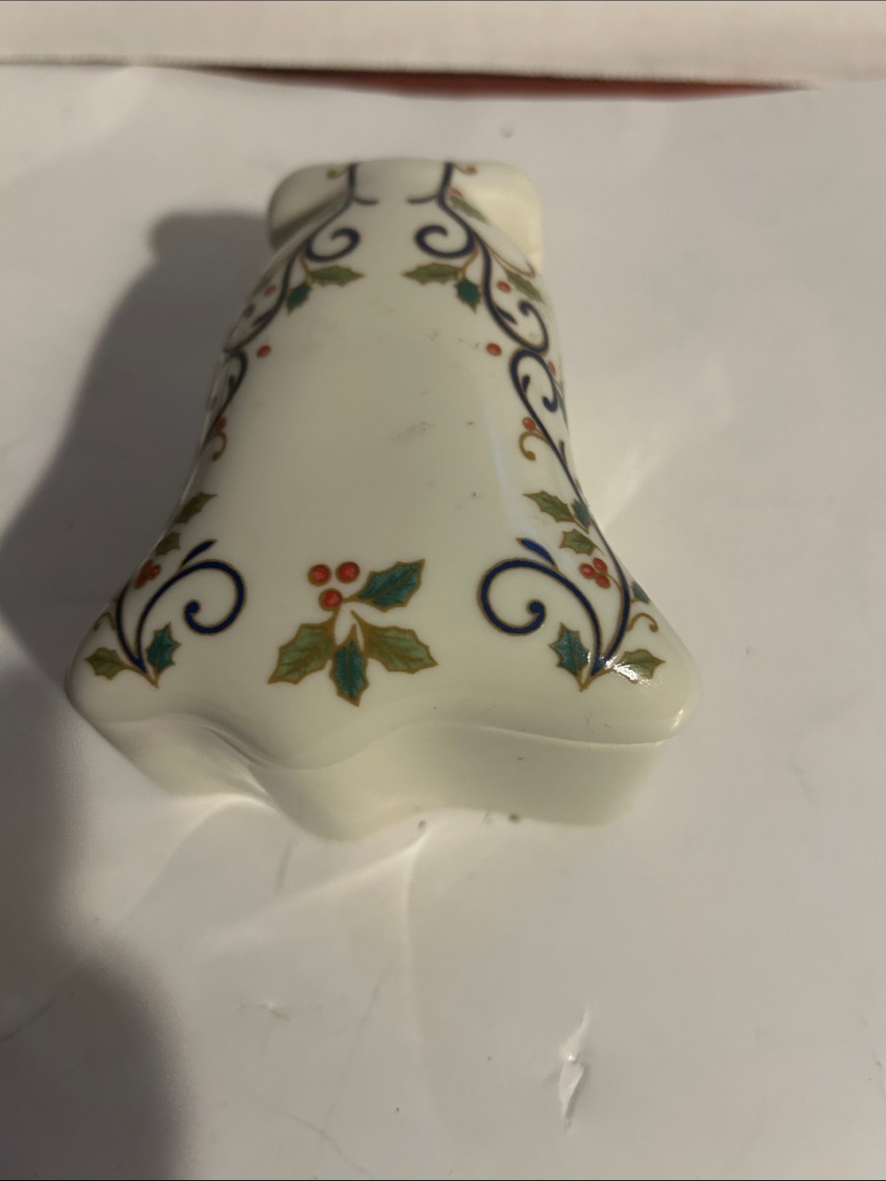 Mikasa White Holiday Holly Trinket Box with Gold and Blue Accents